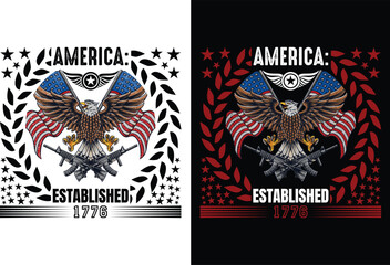 America: Established 1776 t shirt design and graphics designer
