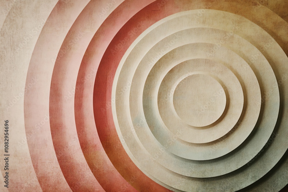 Aufkleber concentric circular design with a gradient of pink and beige tones on a textured background