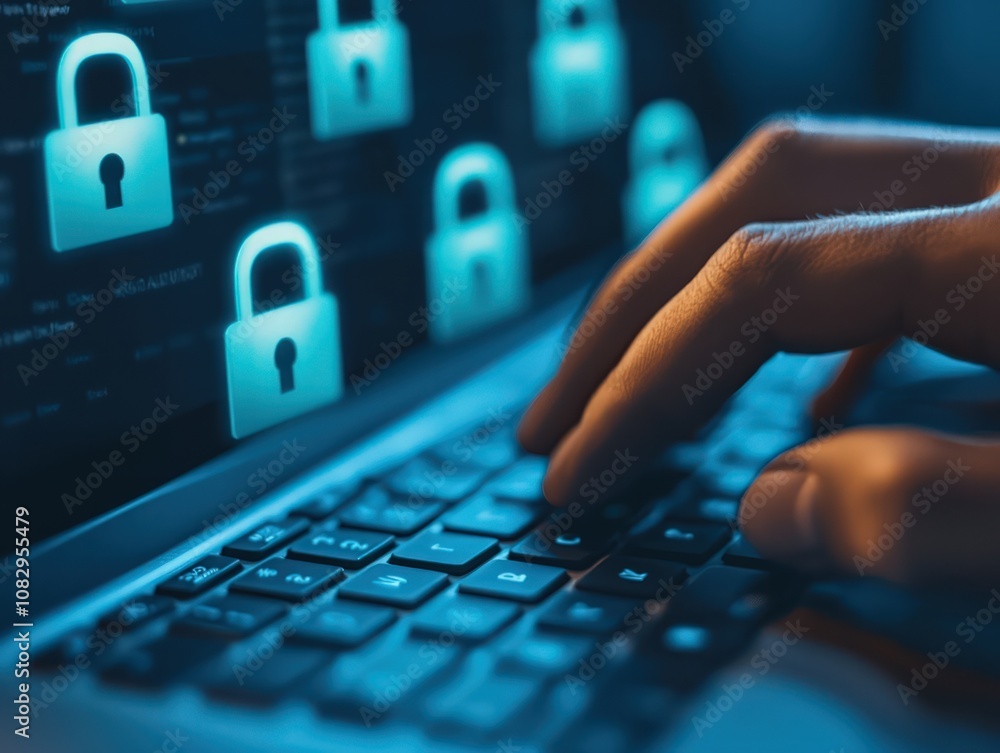 Poster monitoring cybersecurity against malware threats digital workspace security strategy
