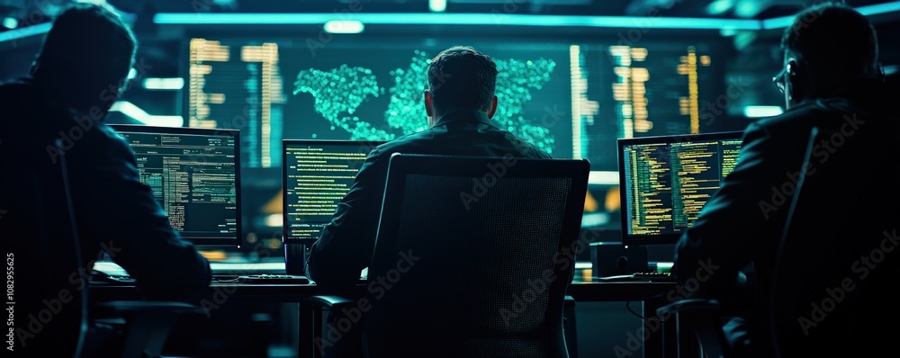 Aufkleber cybersecurity monitoring event analyzing malware threats in a tech environment