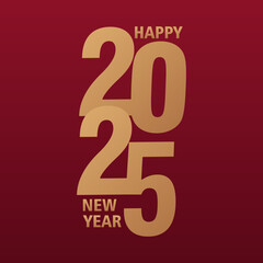 Happy New Year 2025 design with real numbers and an elegant touch of color. Premium vector design for banners, greeting cards and book covers