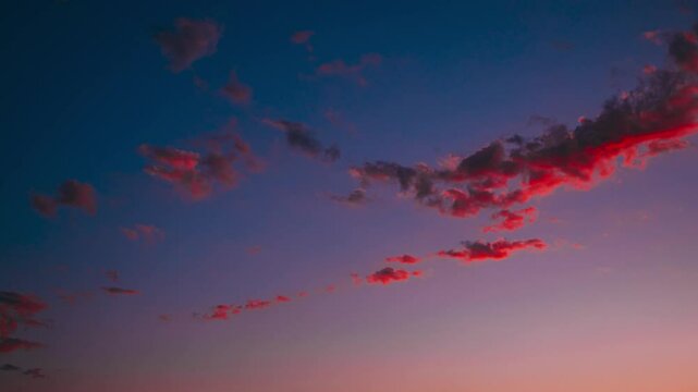 5k Timelapse Dramatic Magenta Sky With Clouds. Unusual Sky Background. Colorful Purple-pink Clouds. Light Magenta Cloudscape. Dream Concept. Imagination, Fantasy, Illusion. Time Lapse Time-lapse