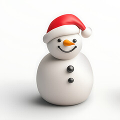 A beautiful 3D illustration of a snowman isolated on white background