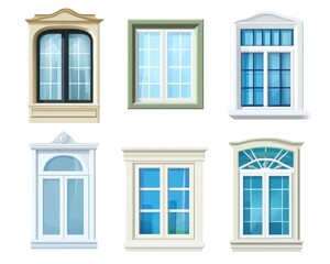 Fototapeta premium Variety of Isolated Window Frames. Modern Designs and Colors for Home and Office