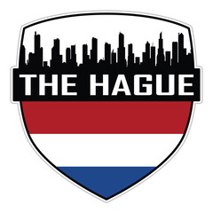 The Hague Netherlands Flag Skyline Cityscape Silhouette Travel Souvenir Sticker Isolated Vector