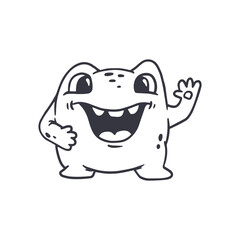 cute cartoon monster.Funny character on white background. Icon monster. Doodle style. Alien. Vector