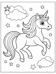 Cute unicorn with wings coloring page for kids’ imagination fun