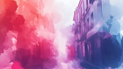 Obraz premium Abstract Cityscape in Watercolor Painting.