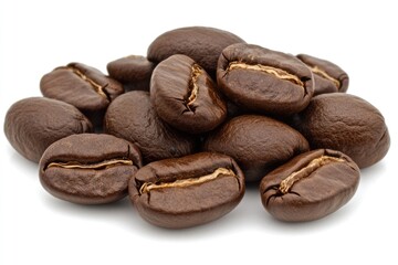 Naklejka premium Macro Shot of Select Coffee Beans: A Coffee Lover's Dream Indulging in Italian Espresso and Cappuccino Bliss