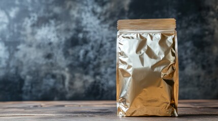 Obraz premium Sleek Empty Coffee Bag on Minimalist Background: Brown Carrier for Consumer Use