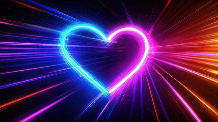 Neon heart with high-speed motion blur