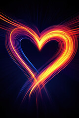 Heart-shaped neon glow with motion blur