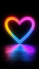Glowing Neon Heart with Motion Blur