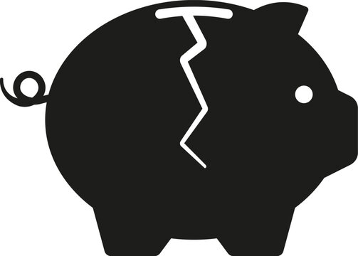 recommend clip art: Broken piggy bank icon. Piggy bank with a crack. Vector. Flat design.	