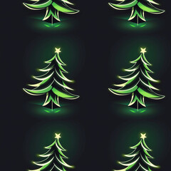 Obraz premium Stylized Christmas tree pattern with glowing accents on a dark background