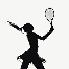 vector silhouette of a woman tennis player on a white background .Generative AI