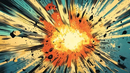 VIntage retro comics boom explosion crash bang cover book design with light and dots. Can be used for decoration or graphics. Graphic Art.