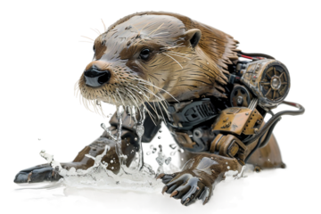 Robotic Otter Playing in Water with Mechanical arms