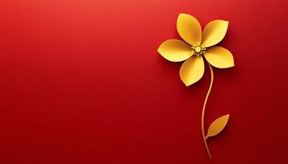 Obraz premium Minimalist gold flower in paper cut style celebrating the elegance of tradition, embodying the spirit of Chinese New Year festivities.