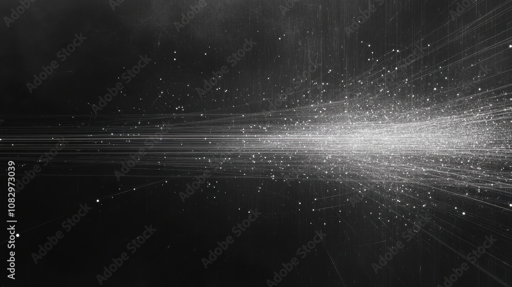 Poster The illustration depicts a data cloud concept with thin lines radiating in various directions against a dark backdrop. Generative AI