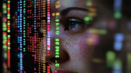 A human figure merges with vibrant DNA symbols, illustrating the connection between genetics and human identity in contemporary studies. Generative AI