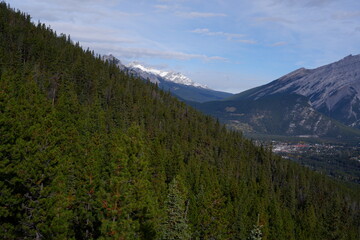 Fototapeta premium Photo of Cascade Mountain, Bow Valley, Bow River, Tunnel Mountain and town of Banff within Banff National Park in Alberta, Canada.