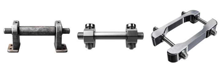 Bar clamp isolated on transparent background, Set of