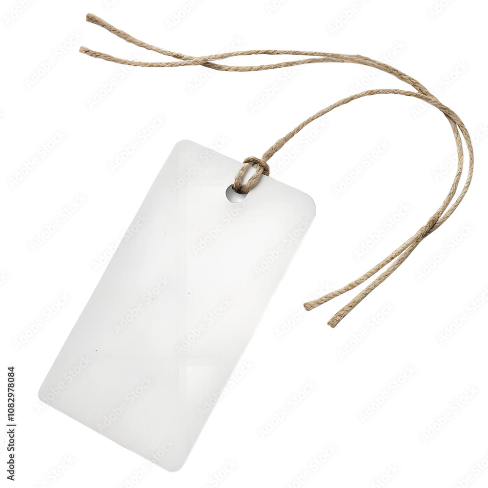 Poster a blank white tag with a string, perfect for labeling items or gifts in various creative projects. t