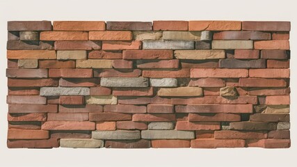 Obraz premium Rustic Brick Wall Texture: A close-up shot showcasing the intricate details of a weathered brick wall, featuring a mix of red, brown, and gray tones with a unique, uneven pattern.