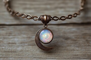 Mystical moon pendant with opal gemstone