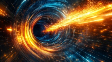 Obraz premium Neon explosion, futuristic data flow, hyper-speed space travel concept. 