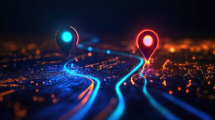 The abstract two pin icon isolated, as well as the transportation, map location, logistics, tourism, travel and route path concept. Navigation point, travel way, find trip, geo pinpoint