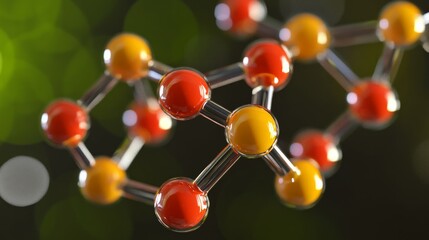 Obraz premium Close up of salicylic acid molecule on green background