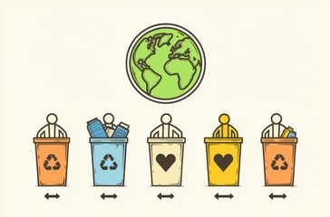 Illustration of people promoting recycling for a sustainable planet