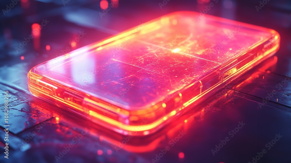 Poster artificial intelligence smartphone with an interface translucent screen, technology futuristic