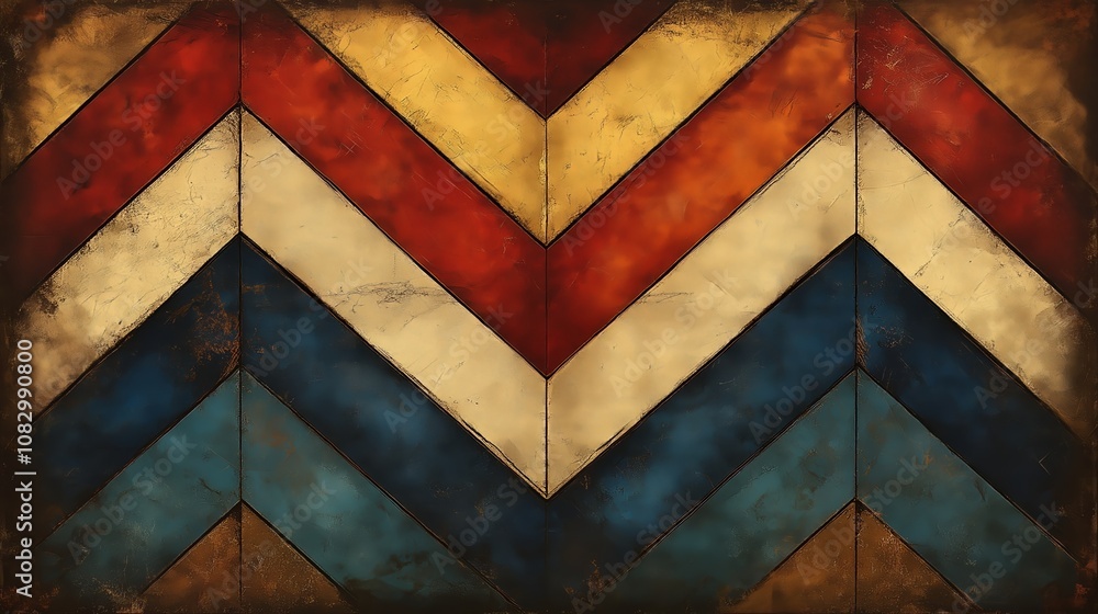 Aufkleber colorful chevron pattern with a blue stripe. the chevron pattern is made up of different colored squ