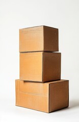 Obraz premium cardboard boxes stacked on top of each other, isolated against a white background