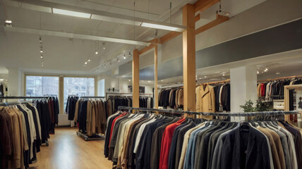 Tienda de vestimenta muestra ropa de invierno