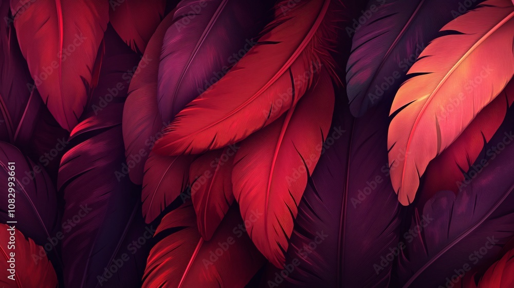 Poster realistic feather pattern with shadowed edges