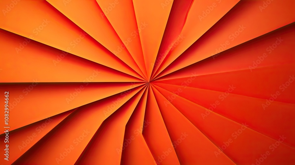 Poster abstract orange paper design with radial symmetry, creating a vivid and modern backdrop for creative