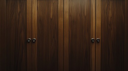 Fototapeta premium Wooden Cabinet Doors in Luxurious Dark Finish Featuring Elegant Knobs for Modern Interior Design and Storage Solutions in Contemporary Spaces