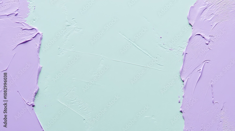 Poster soft pastel texture of mint green and lavender paint blending seamlessly on a canvas creating a calm