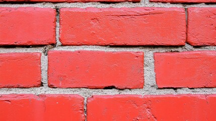 Obraz premium Vibrant Red Brick Wall Surface with Textured Finish Ideal for Backgrounds and Designs in Home Decor, Architecture, and Creative Projects