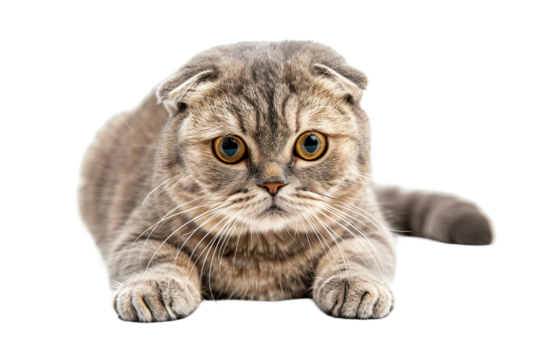 Elegant Scottish Fold Cat Highlighted on Clear White Background for Visual Appeal