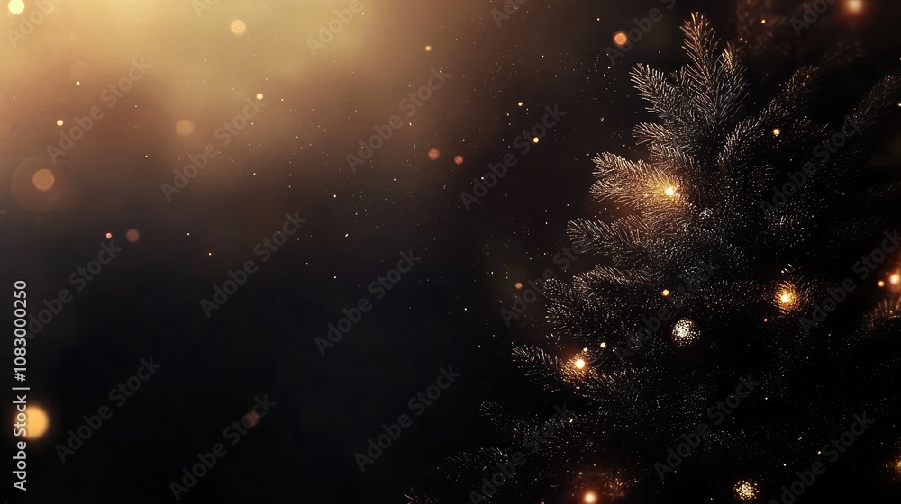 Poster elegant christmas tree with soft glowing lights against a dark background creating a magical winter 