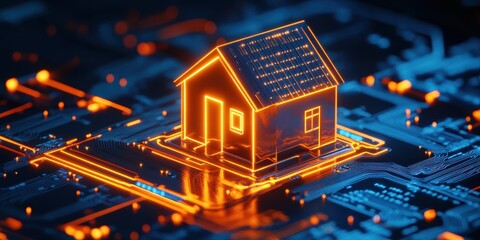 Obraz premium Digital House on Circuit Board 