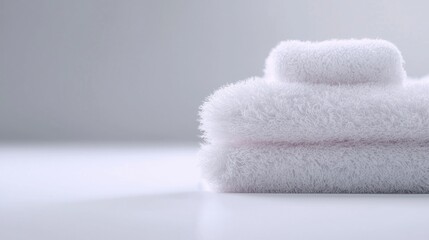 A pile of white towels on a table