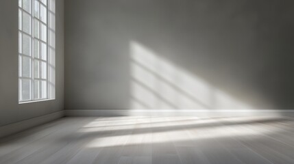 Obraz premium A large room with a window and a white wall