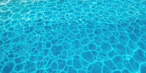 Obraz premium Blue water in a swimming pool with rippling waves and reflections of light, blue, aqua, wave