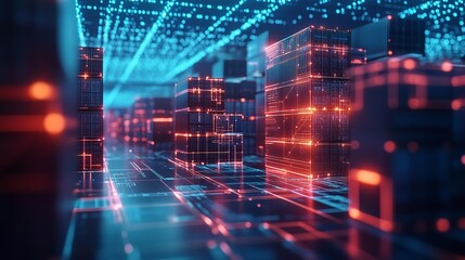 Fototapeta premium Distribution Center and Communication Network Concept